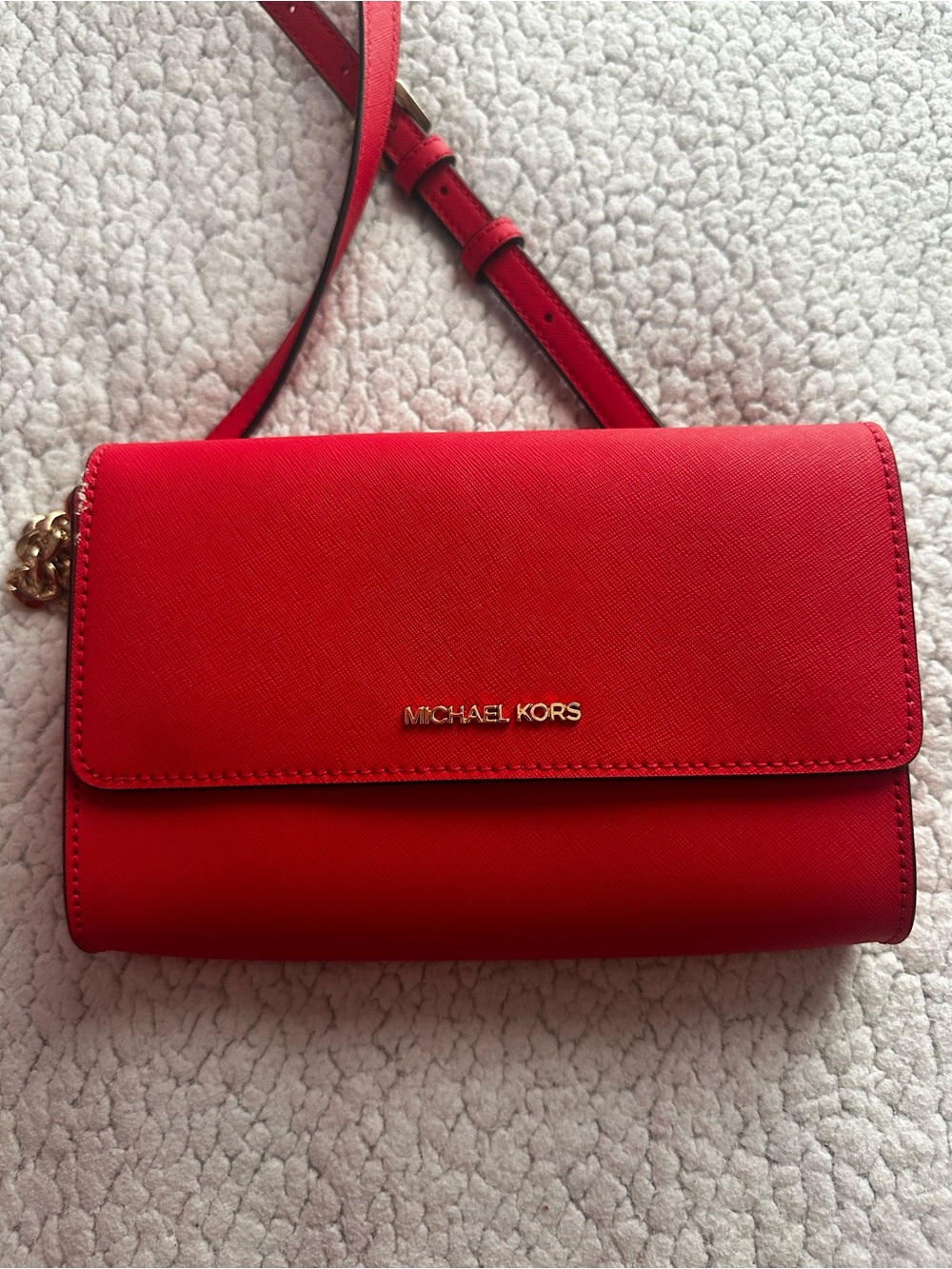 Michael Kors Red Saffiano Crossbody Wallet